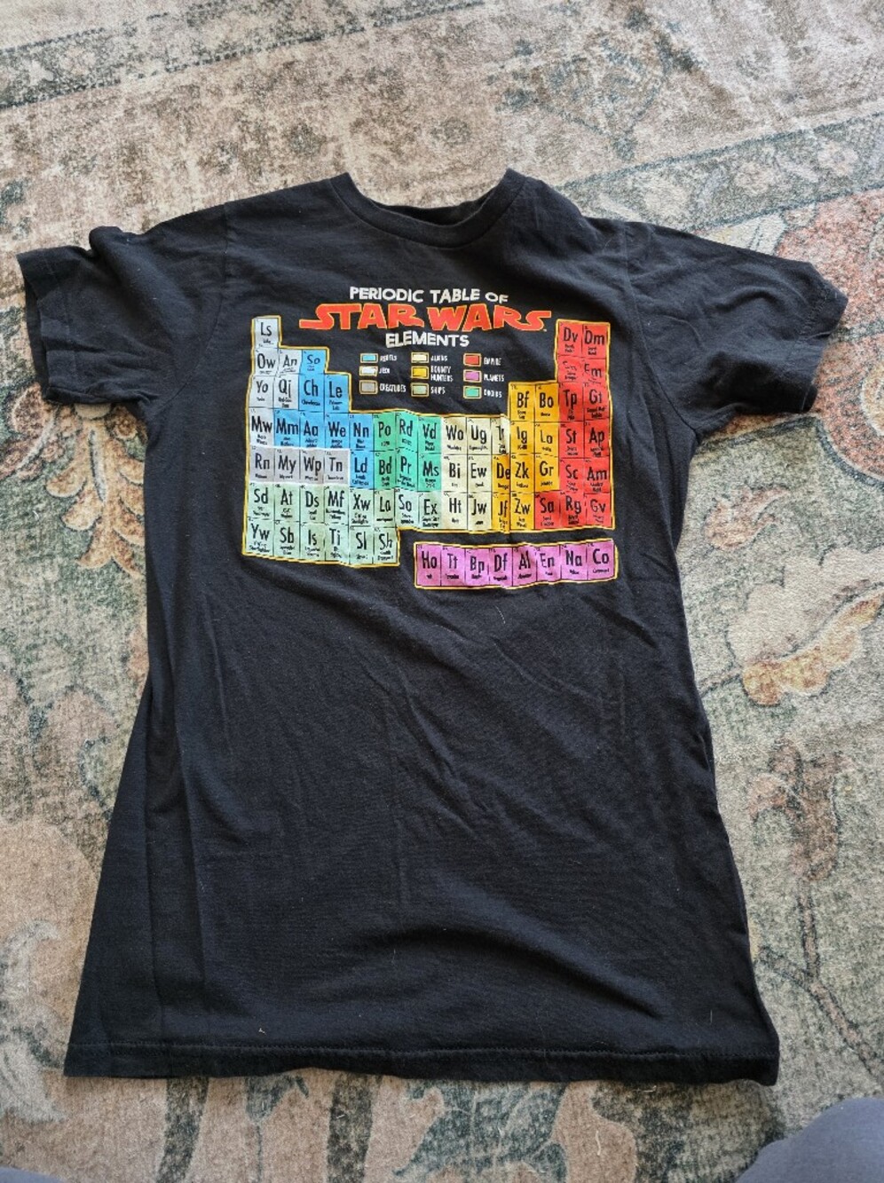 Star Wars Black Tee with Multicolor Periodic Table Graphic